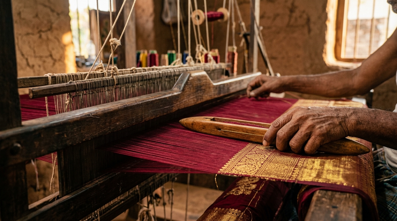 Traditional Handloom Weaver Artisan - Rangam Saradha Silks